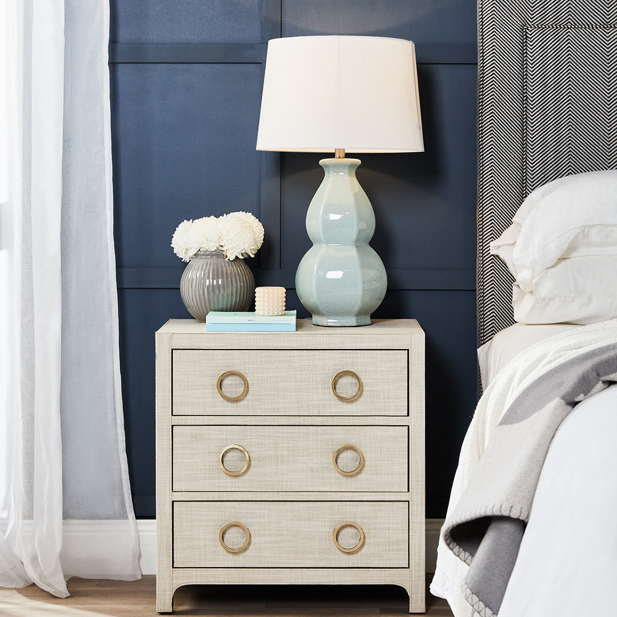 ASTLEY UPHOLSTERED BEDSIDE TABLES NATURAL