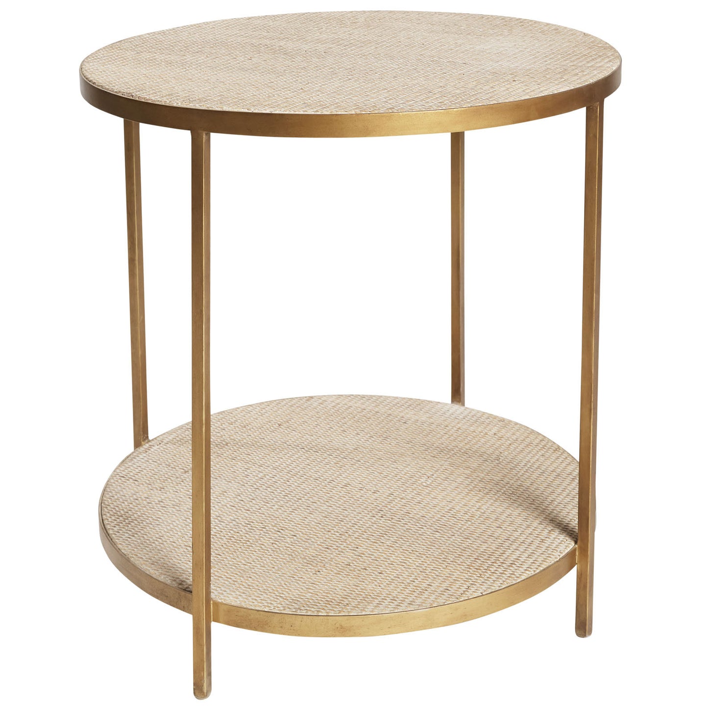 MANHATTAN RATTAN ROUND LAMP TABLE GOLD