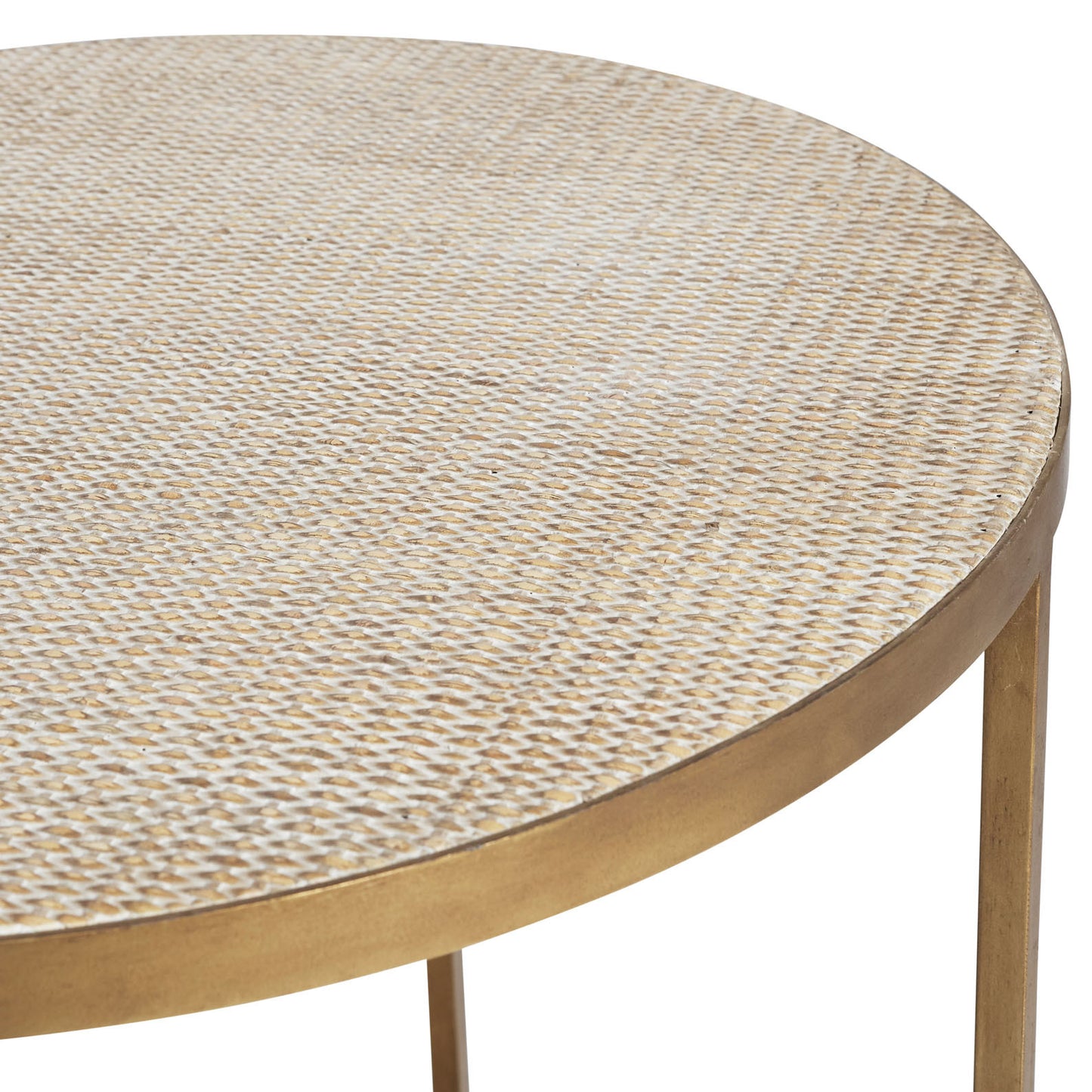 MANHATTAN RATTAN ROUND LAMP TABLE GOLD