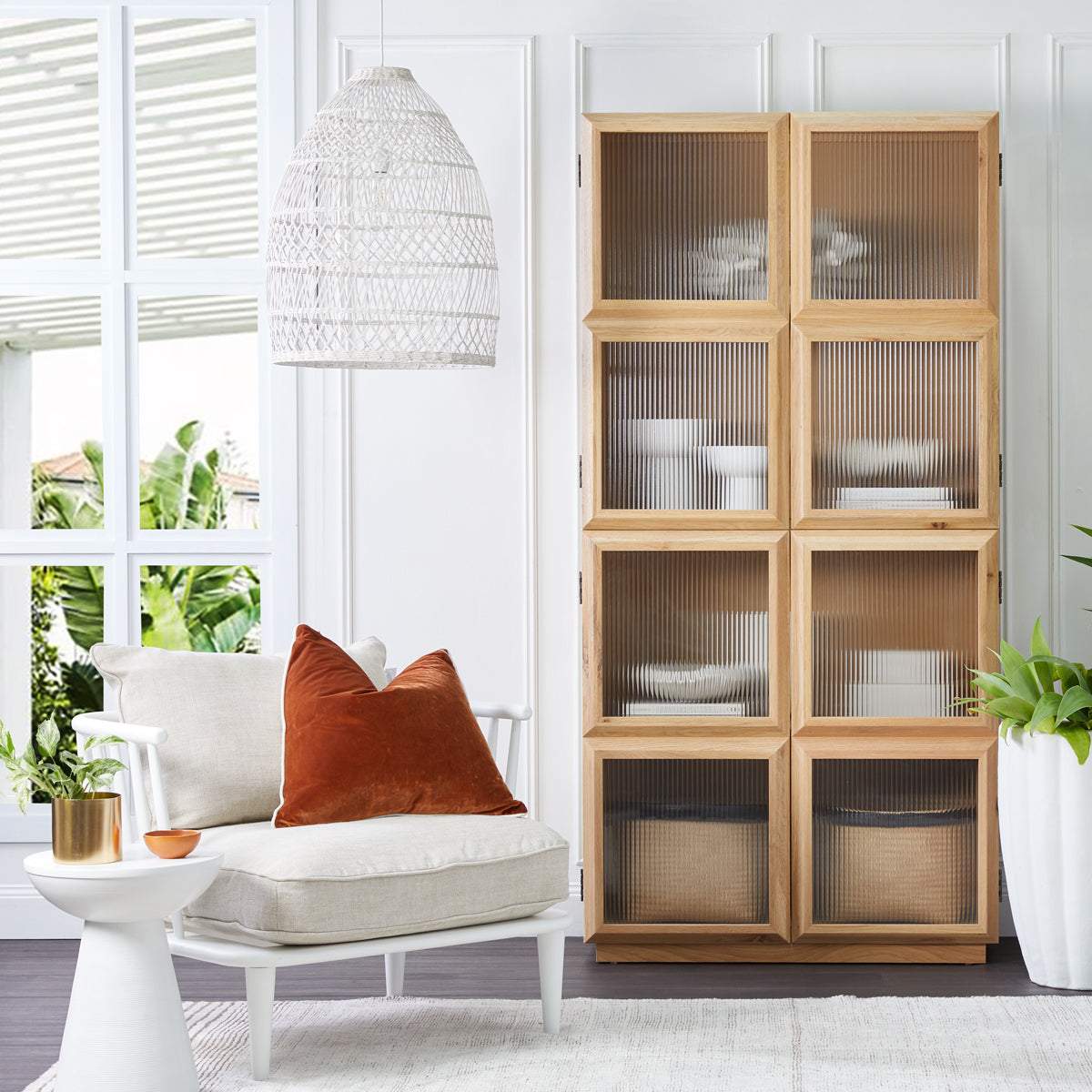 BELMAR RATTAN PENDANT WHITE