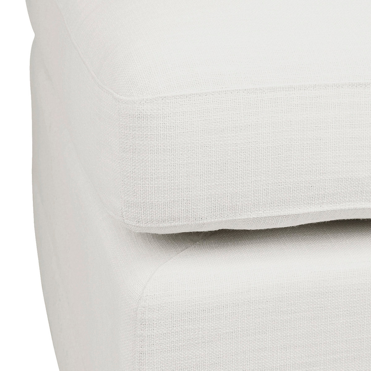 BIRKSHIRE SLIP COVER OTTOMAN WHITE LINEN