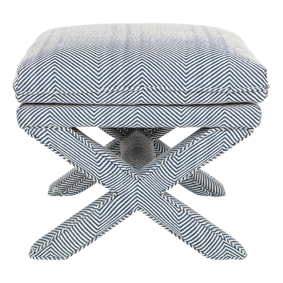 CANDACE STOOL CHEVRON BLUE LINEN