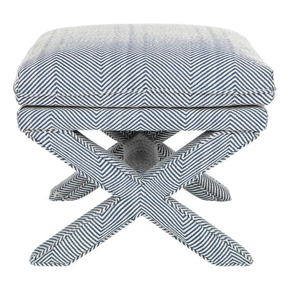 CANDACE STOOL CHEVRON BLUE LINEN
