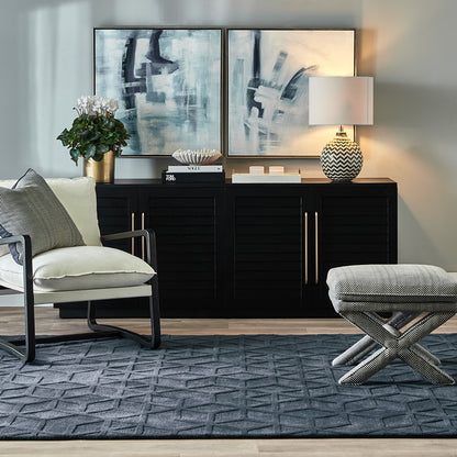 CANDACE STOOL CHEVRON BLUE LINEN