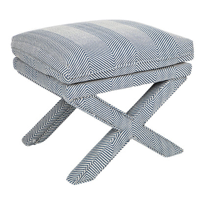 CANDACE STOOL CHEVRON BLUE LINEN