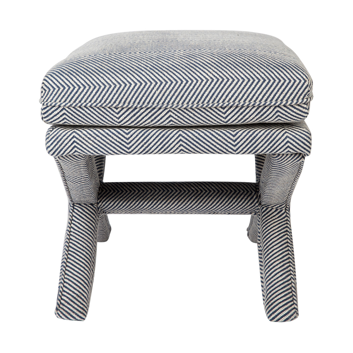 CANDACE STOOL CHEVRON BLUE LINEN