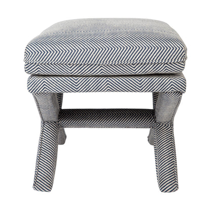 CANDACE STOOL CHEVRON BLUE LINEN