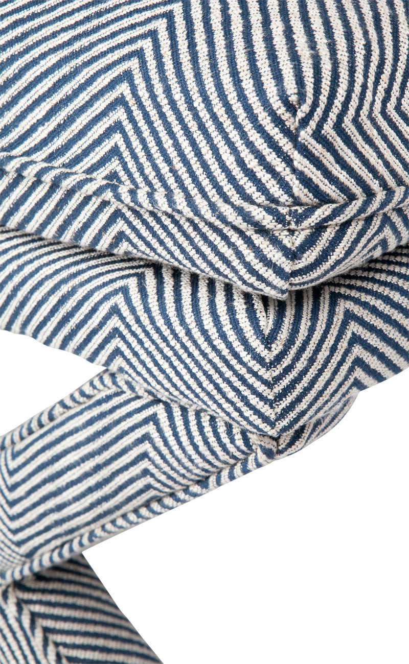 CANDACE STOOL CHEVRON BLUE LINEN