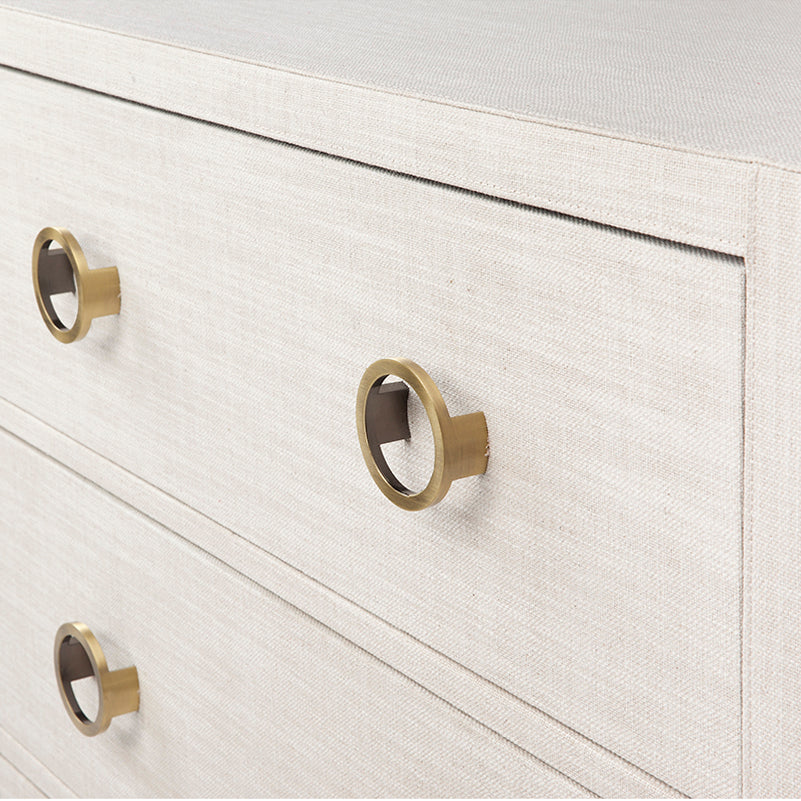ASTLEY 6 DRAWER UPHOLSTERED NATURAL CHEST NATURAL
