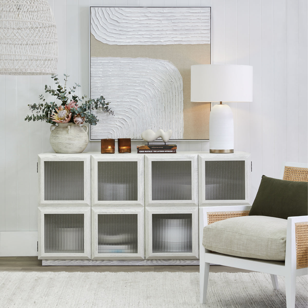 BELMAR RATTAN PENDANT WHITE