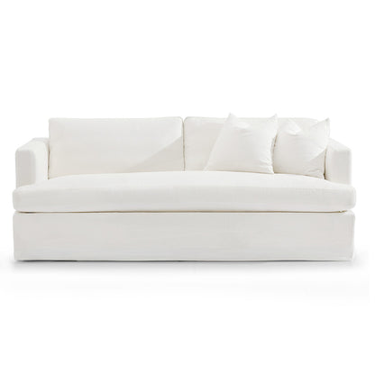 BIRKSHIRE 3 SEATER SOFA SLIP COVER WHITE LINEN